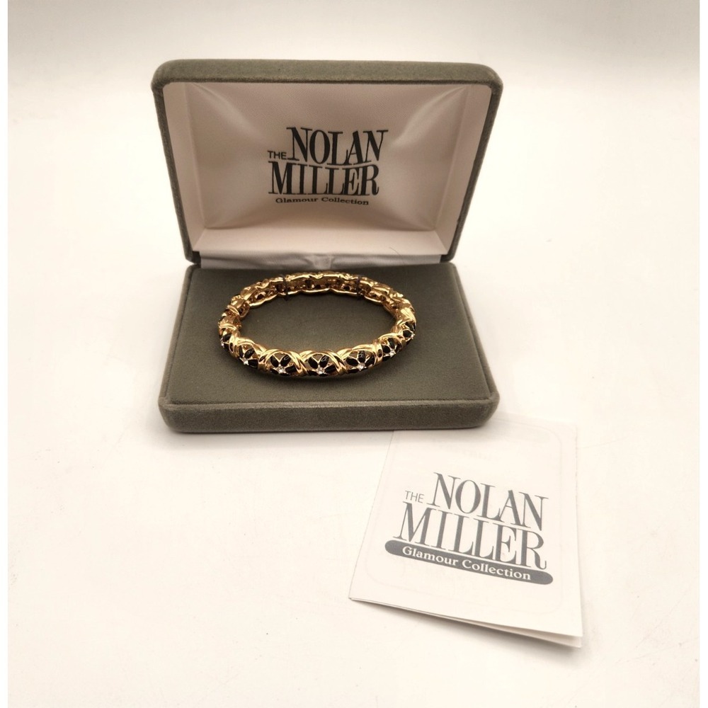 Nolan Miller Moonlit Garden Bracelet Glamour Collection Black Enamel Rhinestones